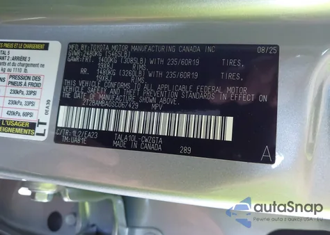 2025 Lexus Rx 350 из США, поврежденный, VIN 2T2BAMBA0SC067429